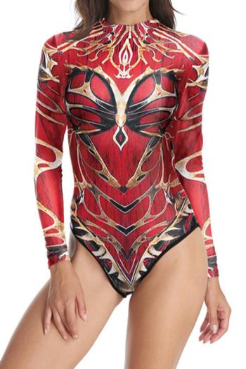 halloween sexy slight stretch graphic printing bodysuit costume