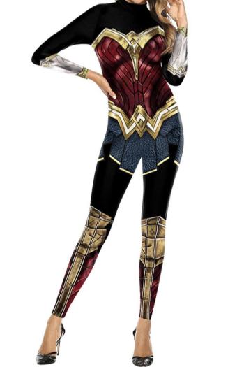 halloween stylish slight stretch female warrior cosplay skinny jumpsuit costume