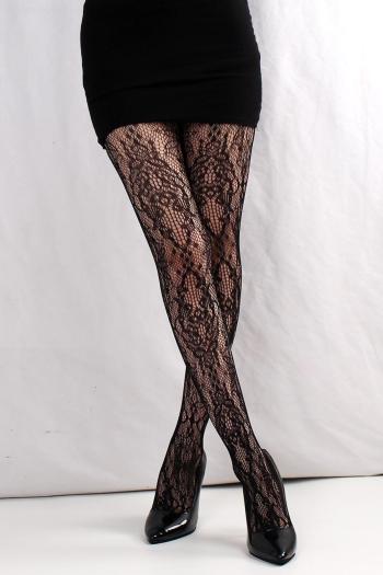 sexy high stretch abstract jacquard cutout fishnet tights