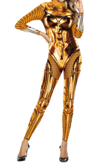 halloween stylish slight stretch two colors superwoman cosplay jumpsuit costume