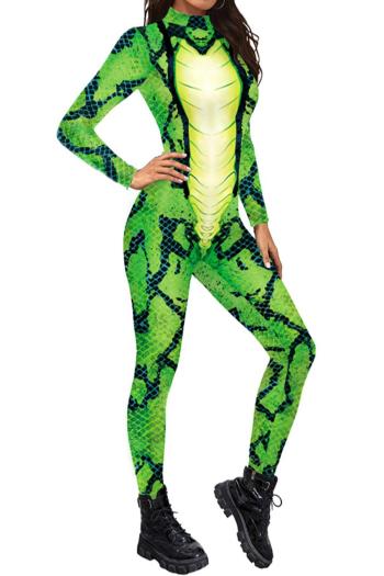 halloween stylish slight stretch snake print stage performance jumpsuit costume