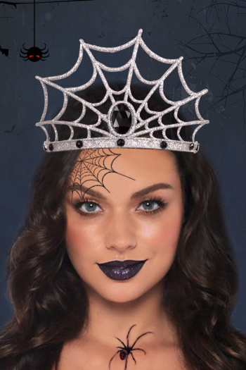 three pcs halloween plastic material rhinestone decor spider queen crown