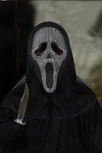 three pcs halloween rhinestone scream ghost cosplay prop mask(no dagger)