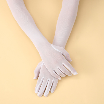 one pair new see-through mesh solid color halloween gloves(length:53cm)