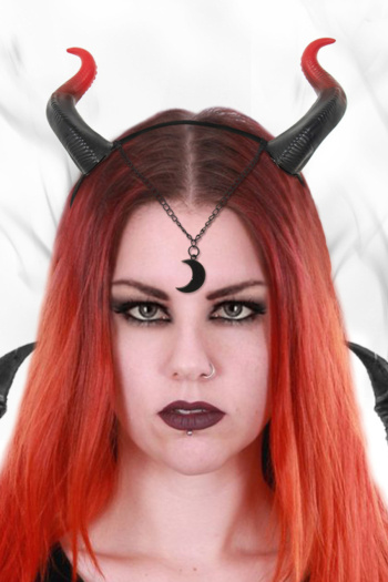 three pcs halloween dance party cosplay chain moon pendant horn hair hoop