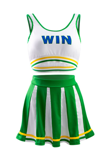 sexy stretch letter positioning print cheerleader cosplay vest & mini skirt