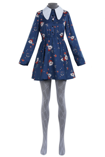 plus size non-stretch floral batch printing clown costumes(with stockings)