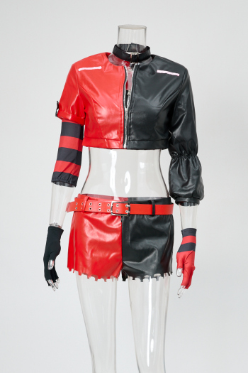 sexy slight stretch halloween clown queen costumes(with neck ring&gloves&belt)