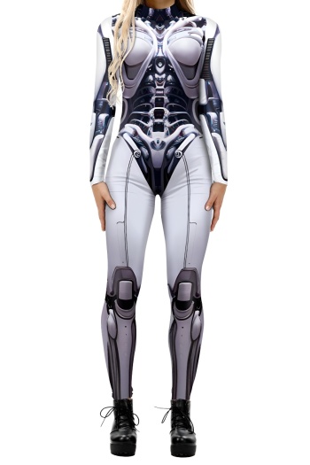 halloween adult slight stretch graphic print cosplay skinny jumpsuit costume#2#