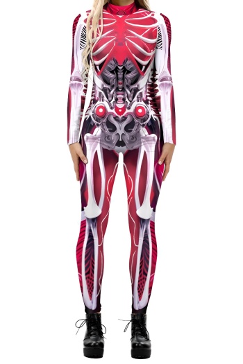 halloween adult slight stretch graphic print cosplay skinny jumpsuit costume#10#