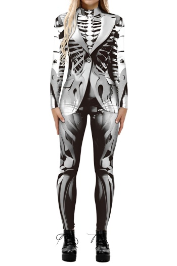 halloween adult slight stretch graphic print cosplay skinny jumpsuit costume#11#
