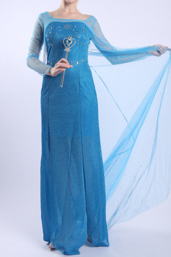 plus size slight stretch halloween slit maxi dress queen elsa costumes