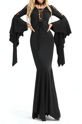 halloween gothic slight stretch queen cosplay hollow maxi dress costume