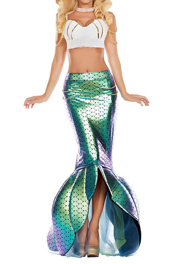 halloween plus size non-stretch mermaid costumes(with neck ring&headdress)