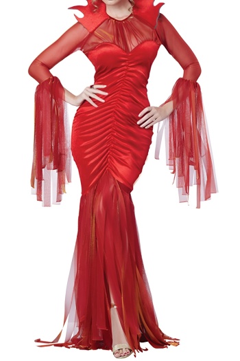 halloween non-stretch red demon costumes(with hair hoop)