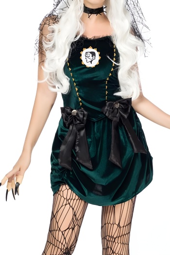 halloween slight stretch witch costumes(with gloves&veil,no stockings)