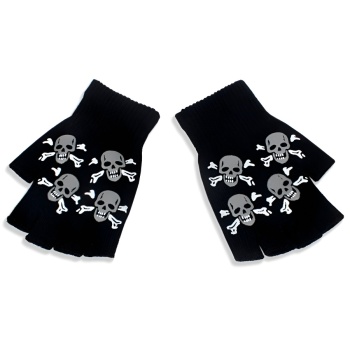 one pair halloween new luminous knit skull gloves(length:16cm) #b