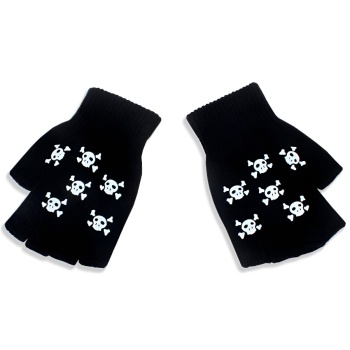 one pair halloween new luminous knit skull gloves(length:16cm) #c
