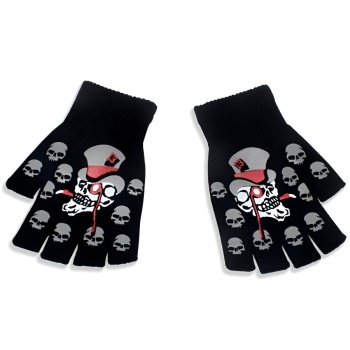 one pair halloween new luminous knit skull gloves(length:16cm) #e