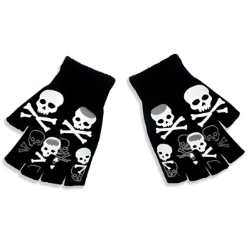 one pair halloween new luminous knit skull gloves(length:16cm) #f