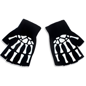 one pair halloween new luminous knit skull gloves(length:16cm) #g