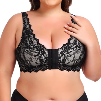 sexy plus size slight stretch lace 2/3 cup gathered bra