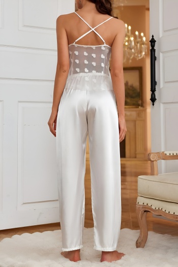 stylish non-stretch imitation silk see through sling pants sets sleepwear