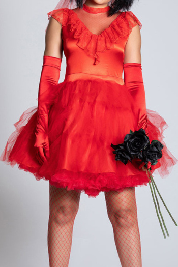 halloween non-stretch ghost bride costumes(with gloves&veil,no stockings)