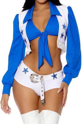 sexy slight stretch contrast color three-piece set cheerleading costumes