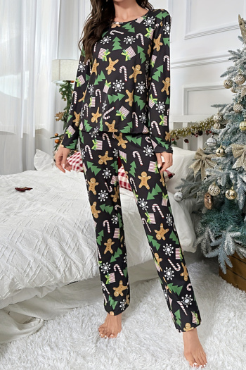 casual slight stretch christmas present printing loungewear