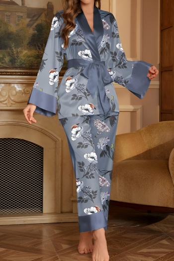 non-stretch hummingbird flower printing pants sets sleepwear(size run small)