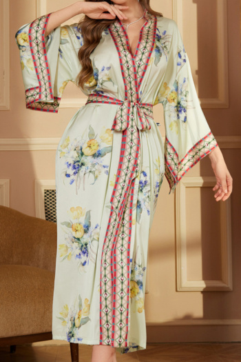 non-stretch tulip batch printing with belt nightgown