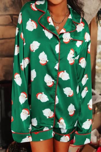 plus size christmas non-stretch satin santa claus batch printing sleepwear