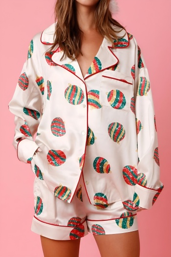 plus size non-stretch satin colored balls batch printing sleepwear
