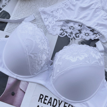 plus size slight stretch lace trim with underwire padded bras sets