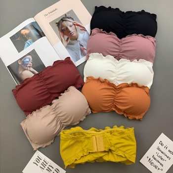 sexy stretch solid color ruffle padded bras(suitable for 88-132lbs)