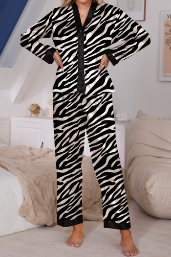 plus size non-stretch imitation silk zerba printing sleepwear(size run small)