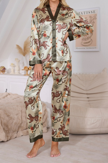 plus size non-stretch imitation silk coniferous panther sleepwear size run small