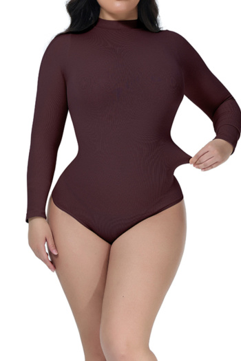 new plus size high stretch solid color tummy control hip lift shaping bodysuit