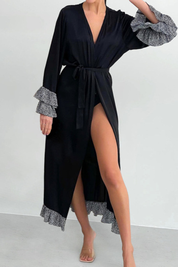 non stretch satin patchwork spotted robe (with belt)