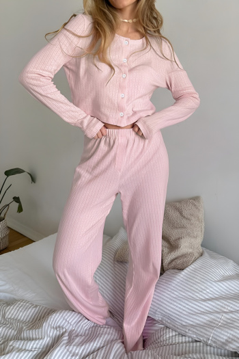 casual slight stretch simple pants sets loungewear