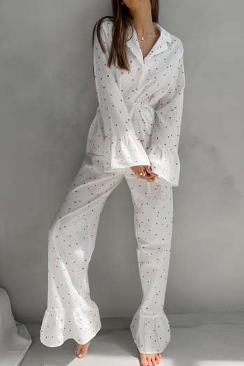 casual slight stretch heart pattern pants sets loungewear