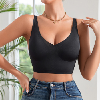 sexy slight stretch solid color traceless with padded breathable hollow bra