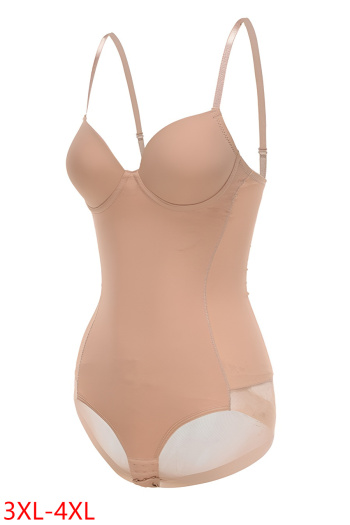 plus size slight stretch solid color with underwire padded slim shapewear