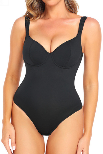sexy plus size slight stretch plain color underwire sling bodysuit shapewear