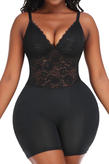 sexy plus size slight stretch lace stitching with pads hip lift shapewear