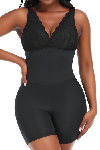 sexy plus size stretch lace stitching with pads v-neck hip lift shapewear