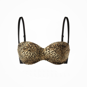 sexy slight stretch leopard printing glossy padded bras(size run small)