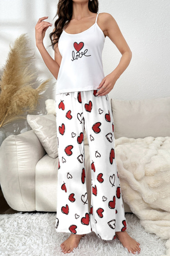 slight stretch valentine's day heart letter printing loungewear
