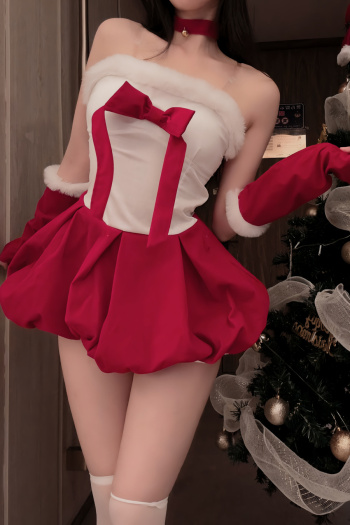 sexy stretch christmas costumes(with hair hoop&neck ring&gloves,no stockings)